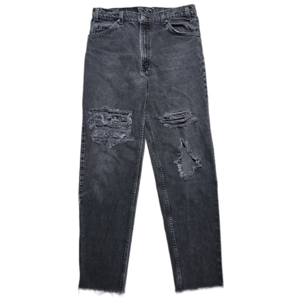 VTG 1992 Levis 550 Black Tab Thrashed Black Jeans Mens 34x36 (33x34) Tapered USA
